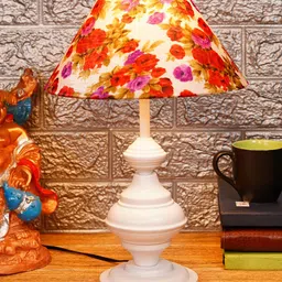 foziq White & Red Printed Table Lamp-22