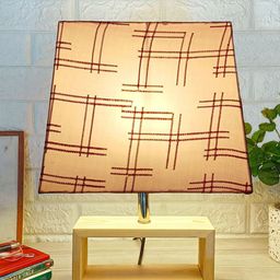 POSH-N-PLUSH Magenta Pink & Brown Printed Shade Wooden Base Table Lamp-image-30