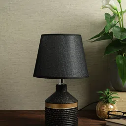House Of Accessories Black Textured Table Lamp-image-43