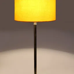Devansh Yellow Metal Table Lamp With Cotton Shade image 4
