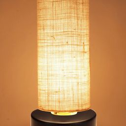 Devansh White Cylinder-Shaped Cotton Shade Table Lamp-23