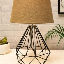Homesake Black & Beige Textured Table Lamps With Shade-14