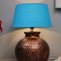 Homesake Blue & Brown Oil-Rubbed Pot Antique Hammered Table Lamp With Shade-26