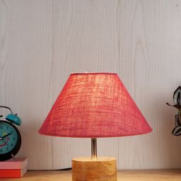 Devansh Pink Wooden Table Lamp with Jute Shade-11