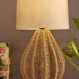 Decazone Beige & Cream coloured Cotton Cylindrical Shaped Table Lamp-picture-55