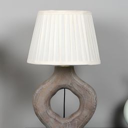 TU CASA Beige & Grey Frustum Shaped Wooden Table Lamp-33