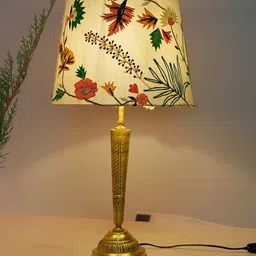 Fos Lighting Gold-Toned & Off-White Embroidered Table Lamps With Shade-19