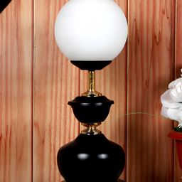 TU CASA Black & White Textured Metal Spherical Table Lamp-8