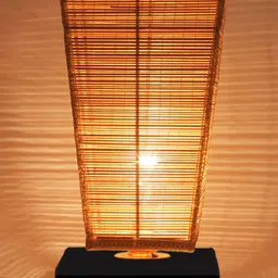 Devansh Beige Pyramid Shaped Bamboo Shade Table Lamp-46