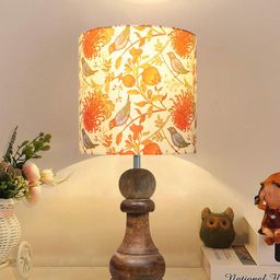Homesake Off White & Red Printed Wooden Table Lamp With Fabric Shade-21