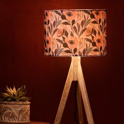 green girgit Pink & Blue Floral Printed Wooden Table Lamp-19