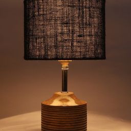 Devansh Black Wood Table Lamp with Jute Shade-52