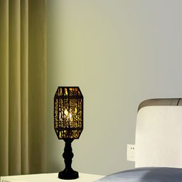 MFD HOME FURNISHING Black Metal Contemporary Cylindrical Shaped Table Lamp with Bulb-13