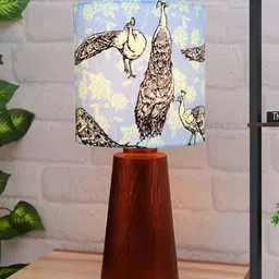 Homesake Copper-Toned Printed Metal Cylindrical Shaped Table Lamp with Bulb-image-52