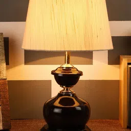 foziq Brown & Off-White Solid Table Lamp With Jute Shade-3