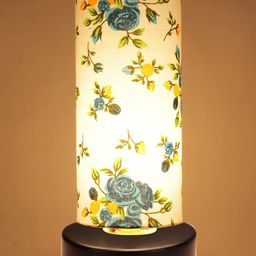 Devansh White Floral Print Cotton Shade Table Lamp-picture-21