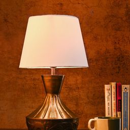 green girgit White Frustum Shape Copper Base Table Lamp-21