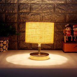 Devansh Yellow Metal Table Lamp with Jute Shade-16