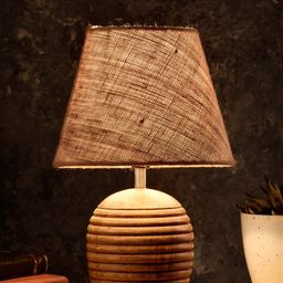 green girgit Striped Wooden Brown Lamp with Brown Jute Shade-28
