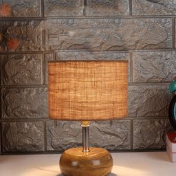 Devansh Beige Wooden Table Lamp With Jute Shade-17