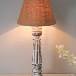 Homesake Traditional Country Beige & Brown Textured Antique Table Lamp & Jute Shade-12