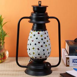 Devansh Multicolored Mosaic Textured Lantern Table Lamp-22