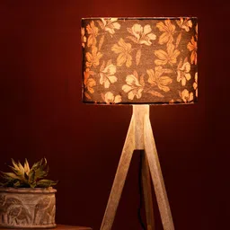green girgit Black & Beige Floral Printed Wooden Table Lamp-15
