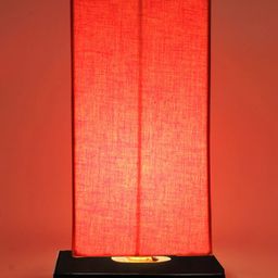 Devansh Orange & Black Solid Cotton Shade Table Lamp-40