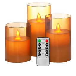 XERGY 3-Pcs Golden Flameless Led Candles with 10-Key Remote-13