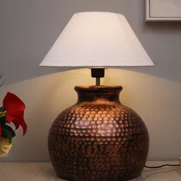 Homesake Brown & White Oil-Rubbed Pot Table Lamp with Shade-26