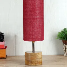 Devansh Maroon & Beige Traditional Table Lamp-31
