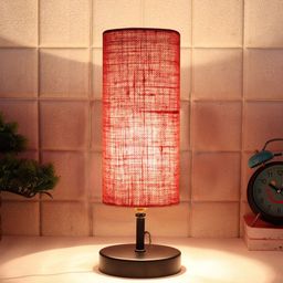 Devansh Pink Cylindrical Table Lamp with Shade-15