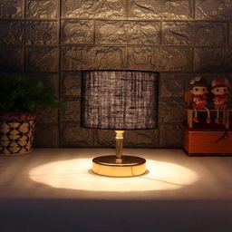 Devansh Metal Table Lamp with Black Jute Shade-17