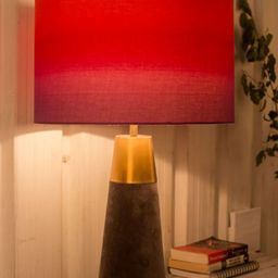 Grated Ginger Brown & Red Contemporary Cylinder Table Lamp-21