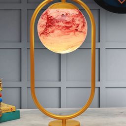 Homesake Red & Gold-Tone Table Lamp with Milky Frosted Shade-32