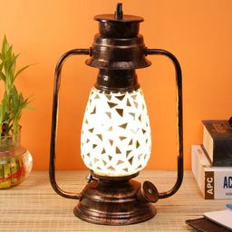 Devansh Multicolored Copper Mosaic Glass Lantern Table lamp-17
