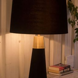 Grated Ginger Black & Golden Solid Cylindrical Shaped Traditional Table Lamp-37