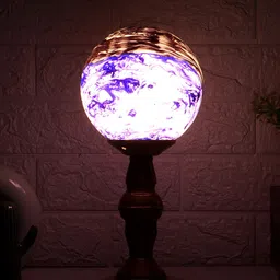MFD HOME FURNISHING Blue & Golden Printed Table Lamp-47
