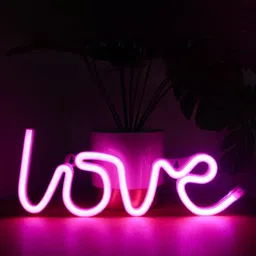 XERGY Unisex Pink Love Shaped Neon LED Light with USB Table Lamp-picture-9