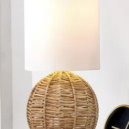 Homesake Beige & White Cylindrical Shaped Contemporary Table Lamp-30