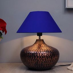 Homesake Blue Antique Hammered Table Lamp with Shade-12