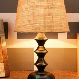 foziq Black & Grey Solid Table Lamps With Shade-25