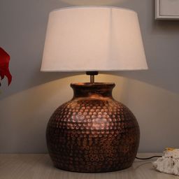 Homesake White Antique Hammered Table Lamp With Daisy Shade-37