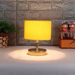 Devansh Yellow Metal Table Lamp with Cotton Shade-6