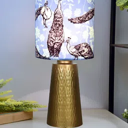 Homesake Gold-Toned Printed Metal Cylindrical Shaped Table Lamp with Bulb-picture-20
