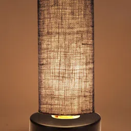 Devansh Blue Round Iron Lamp with Jute Shade-2