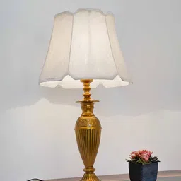 Fos Lighting Off-White & Yellow Textured Aluminium Table Lamp-31