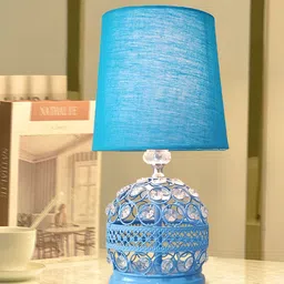 Homesake Blue Metal Industrial Cylindrical Shaped Table Lamp-14