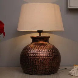 Homesake Beige Antique Hammered Table Lamp-17