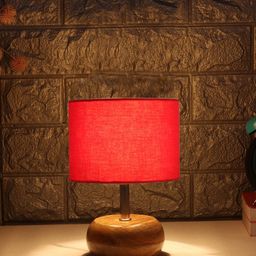 Devansh Red Wood Table Lamp with Shade-39